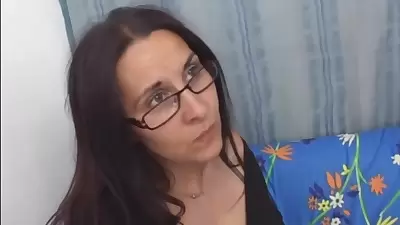 Mature brunette with glasses and super hairy pussy is having anal sex and enjoying it a lot