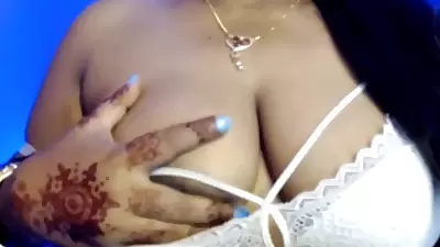 The Young Girl Opened Her White Bra And Pressed Her Boobs With Pleasure