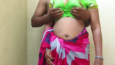 Tamil Aunty Boobs Pressed By Hubby