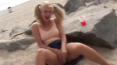Petite Teen Masturbating On The Beach
