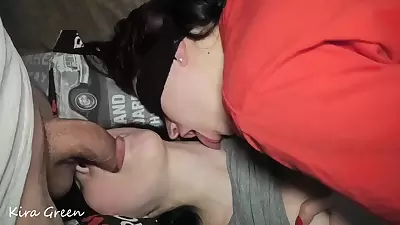 Wife Helps Gf Get Husbands Cum Sucking Balls Double Blowjob Facial Kiss With Cum Huge Cumshot - Threesome