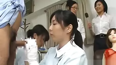 Bizarre Japan doctor handjob penis measuring research