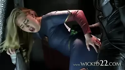 Super Girl - The Blonde And A Green Monster Drilling Her H
