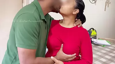 Stepdaughter - Romantic Deep Kissing, Handjob And Nipple Play With Horny Indian