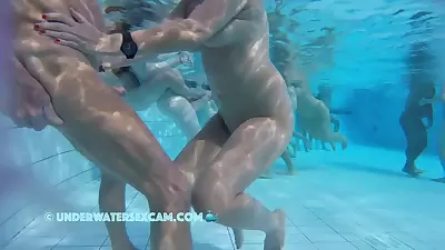 Hot Older Couple Arouses Each Other Underwater