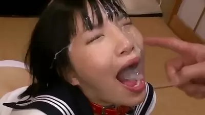 Japanese girl gets cum all over face 2