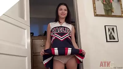 Behind the scenes with sexy teen cheerleader