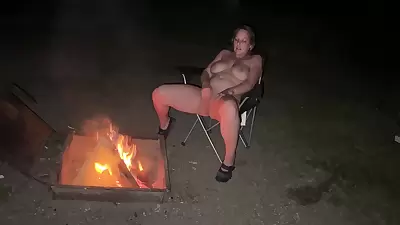 Masturbating In The Open While Camping And Sucking Cock