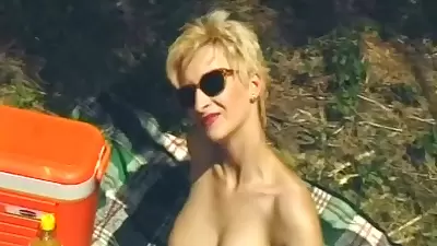 Big Boobed German Slut Rides Dick In Nature