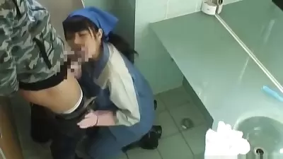 Asian toilet attendant cleans wrong part2