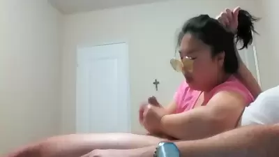 ASIAN FUCKS HER OWN FACE WITH INSANE HARDCORE DEEPTHROAT BLOWJOB