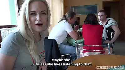 Czech group fuck at restaurant