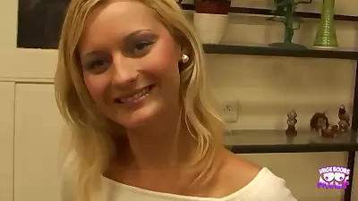 A Shy Blonde Gets Interviewed And Filmed Pov Giving A Sloppy Blowjob Until Facial