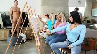 Sip And Paint And Suck Cock With Duncan Saint, Robbin Banx, Mjfresh - Brazzers