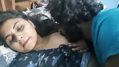 Vaishnavys Boobs Suck In Night By Sharun Raj, Bedroom Romance, Mallu Couple Hot Boobs Suck, Hot Wife Boobs Suck In Night