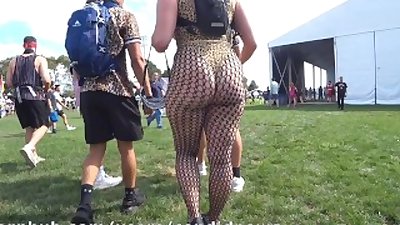 Slutty RAVE Pawg wobbling at Festival In Cheetah Skin Leotard