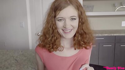 Red haired babe with big tits and pokies, Abby Rains got fucked from the back