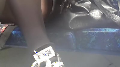 Voyeur upskirt shot in public bus