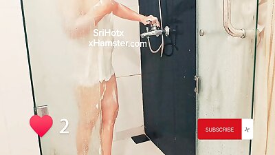 Sri Lankan New Sexy Brunette Girl Bath And Solo Fun