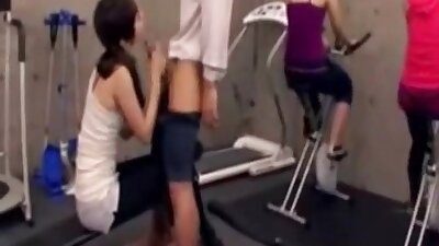 Japanese trainer gets erection at the gym
