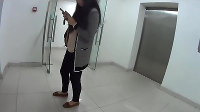 Chinese dude follows a girl and jerking off